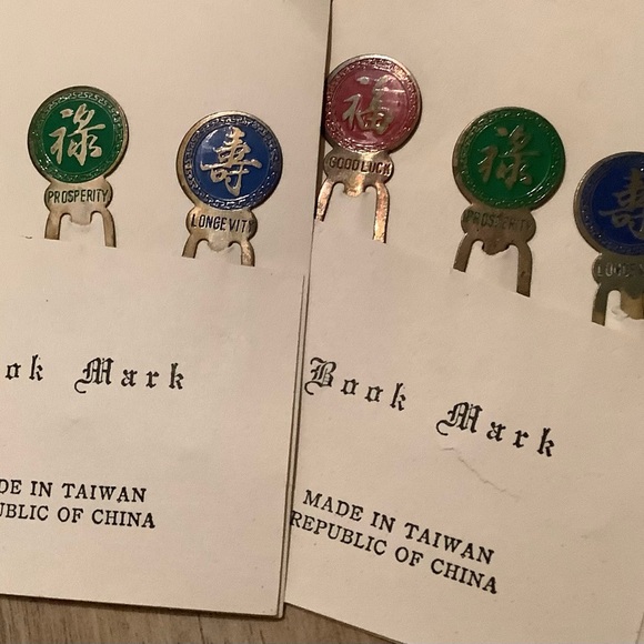 New vintage set of bookmark good luck prosperity longevity (metal, set of 3) - Picture 5 of 12